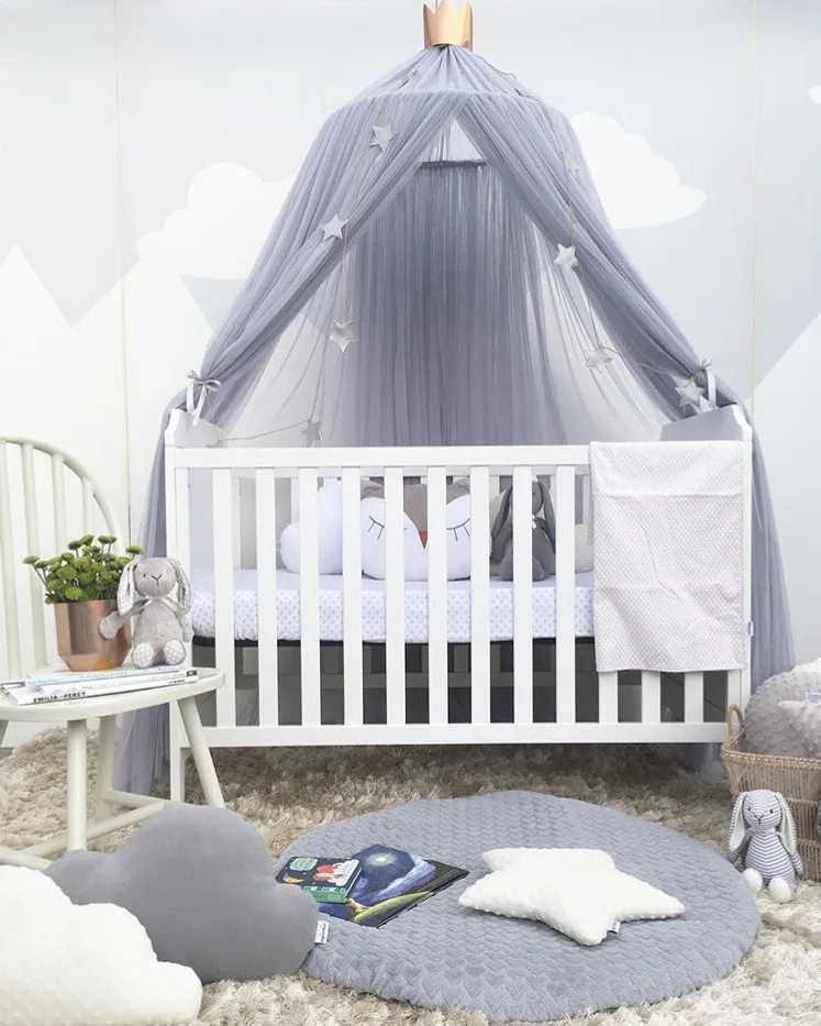 Ребенок принцесса кружева кроватки Сетки Малыш москитная сетка навес Multi-Функция Шторы Круглый купол палатка постельные принадлежности для новорожденных для девочек и мальчиков