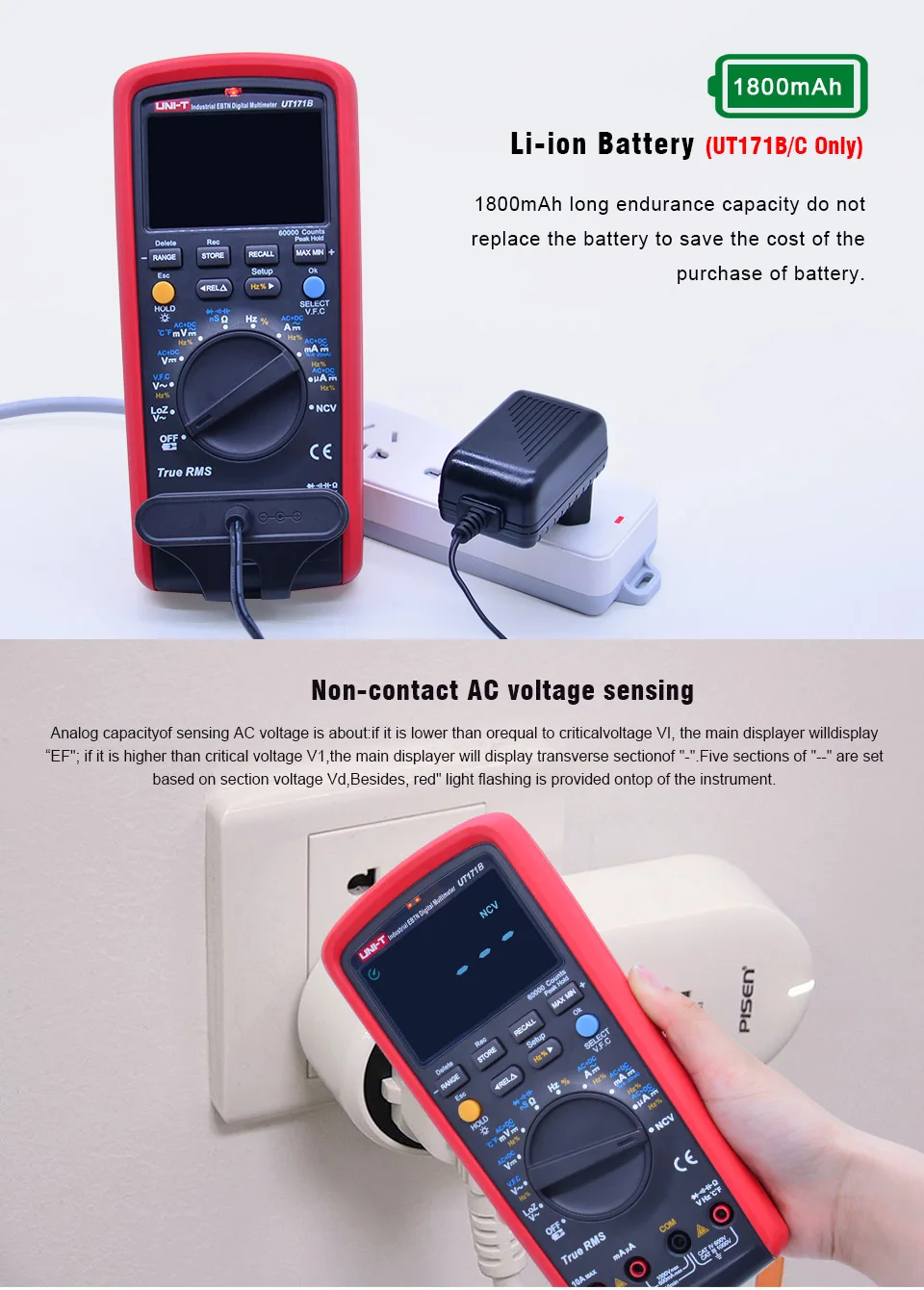 UNI-T UT171A/UT171B/UT171C промышленные истинные RMS Цифровые мультиметры VFC измерение NCV Поддержка вход/Сопротивление Тест-метр