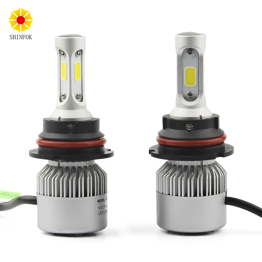 

9007 HB5 Hi Lo Car LED Headlight 2PCS High Power Bulb Super Bright Beam 72W COB Chips 6000K White Auto Repalcement Headlamp