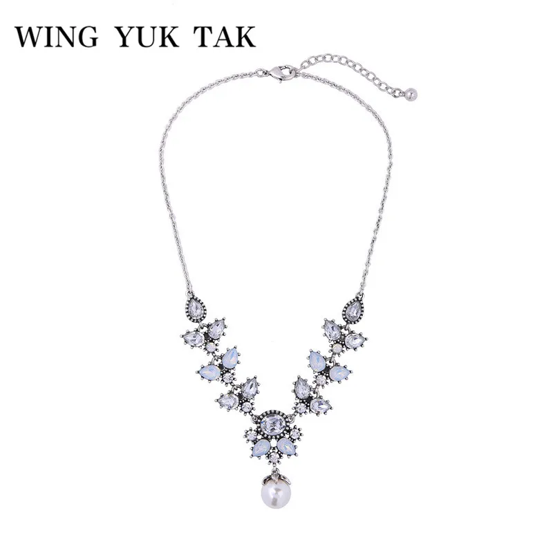 Женское винтажное хрустальные цветы wing yuk tak ожерелье чокер с имитацией