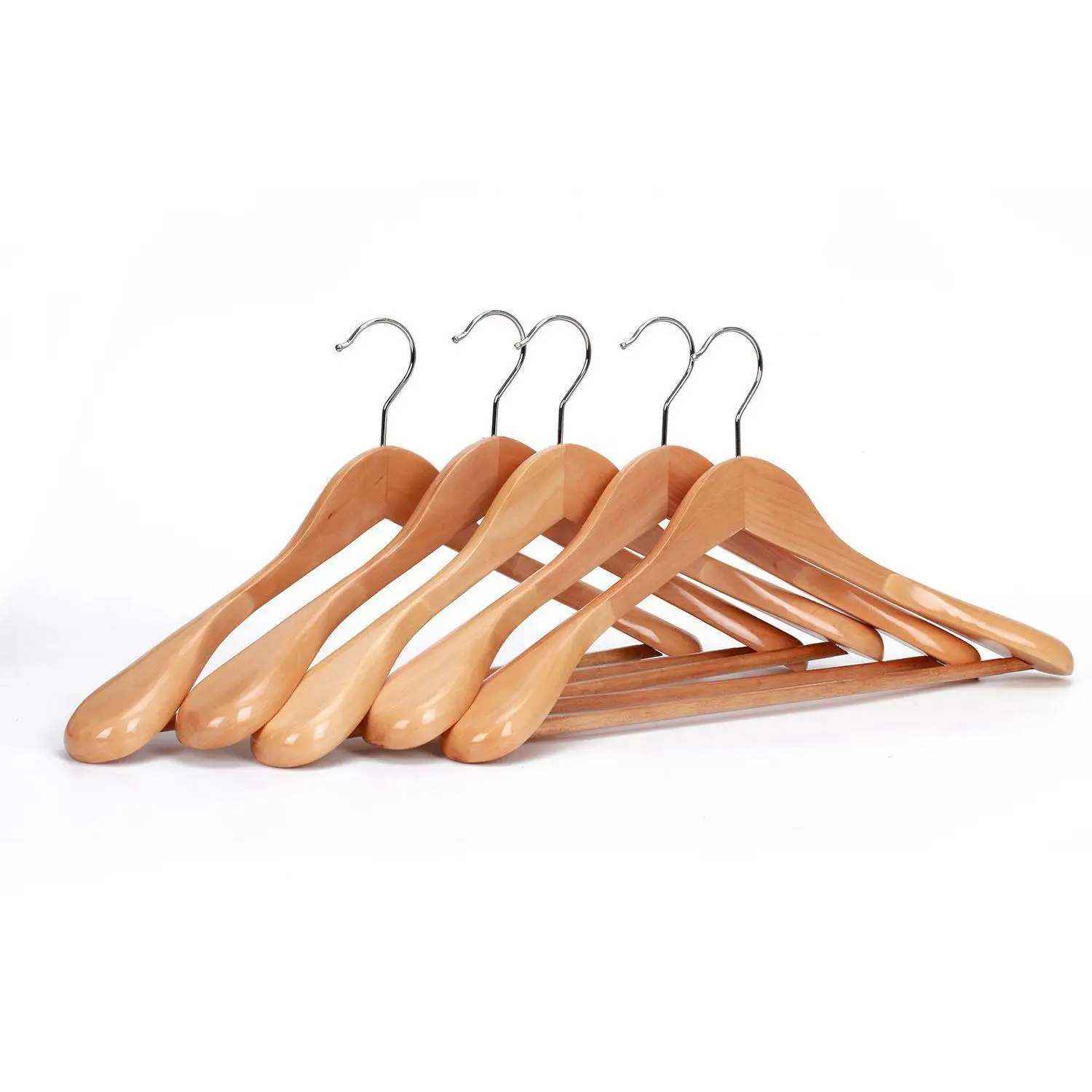Hangerworld 3 Perchas para Trajes 45cm Madera Oscura Hombros Redondeados para Abrigos y Chaquetas