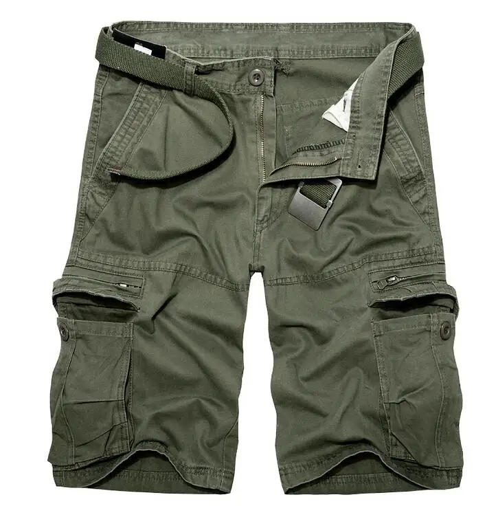 2018 Для мужчин s военных грузов шорты летние армейские зеленые хлопковые шорты Для мужчин свободные нескольких карман шорты Homme