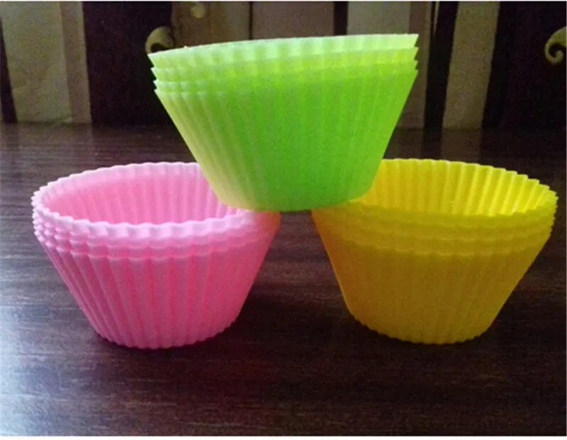12pcs/lot Cupcake Liners mold 7CM Kitchen Craft Colour works Silicone Cupcake Cases forma de silicone Cake bakeware drop ship
