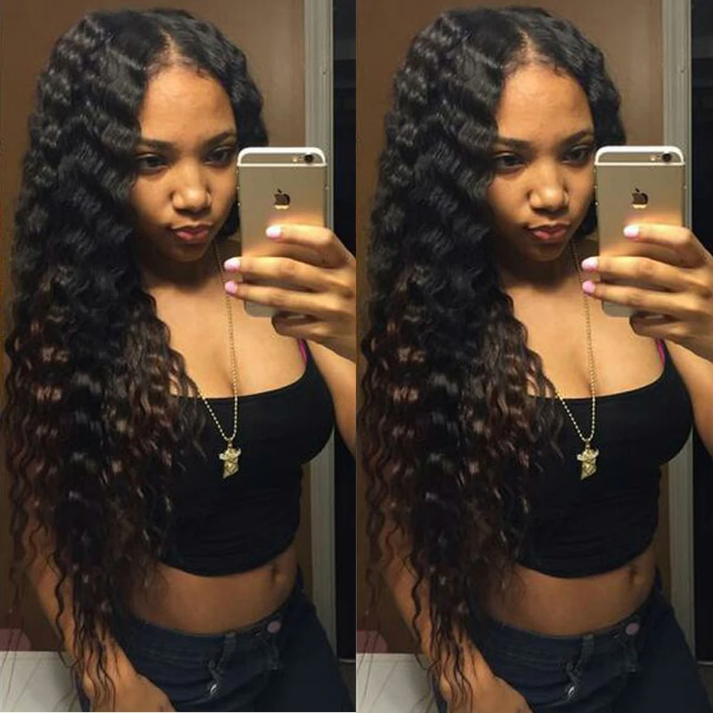 BEAUDIVA Brazilian Hair Weave Deep Wave 1 or 3 Bundles With Closure 100% Human Hair Bundles With Closure Remy Hair Extensions