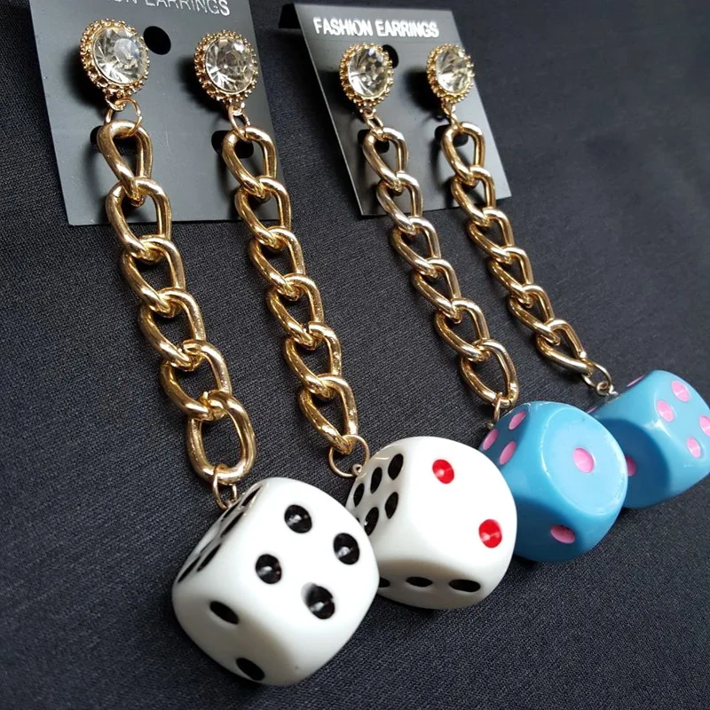 Party Queen Long chain Dice Earrings Woman's fashion Earringsin Drop Earrings from Jewelry