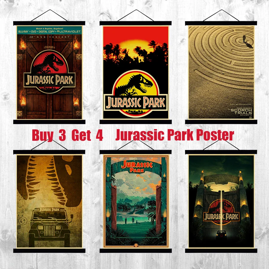 

Jurassic Park Poster Science fiction adventure movie posters Printed Decorative Pictures Clear Painting