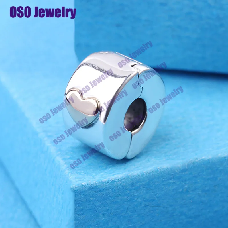 

High Quality Silver 925 Heart Clip Charm Bead Fit original bracelets bangles plata de ley 925 fine jewelry