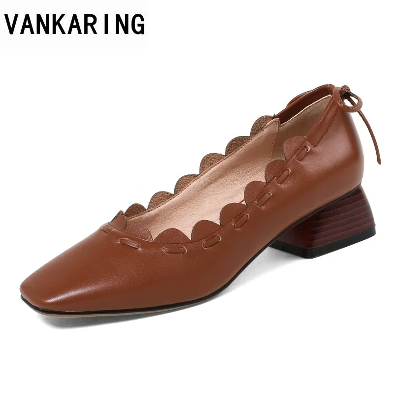 

VANKARING hot classics women pumps shoes new fashion med heels square toe shoes woman casual ladies date party shoes pumps