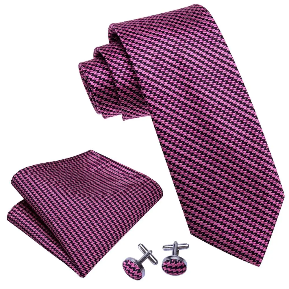 LS 5031 Mens Ties 100 Silk Jacquard Woven Rose Red Silk Ties For Men