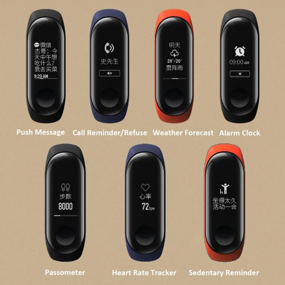 2018 новейший Xiaomi mi Band 3 умный Браслет пульсометр водостойкий pk 2 Поддержка Android