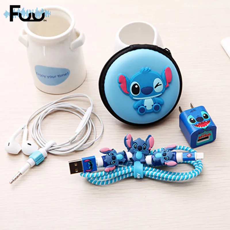 

Charms Cartoon Winder Cable Clips Organizador De cable protector for iphone Headphone Case Carrying Hard Bag Earphone Earbud