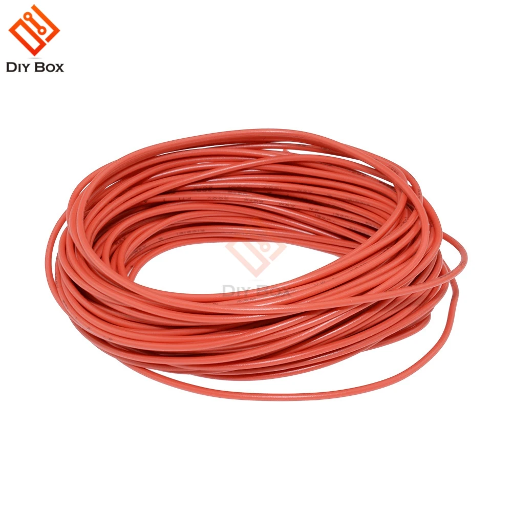 Красный силиконовый резиновый провод 10 м гибкий мягкий кабель 24AWG для