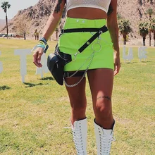 Сексуальная флуоресцентная зеленая молния юбка женская юбка