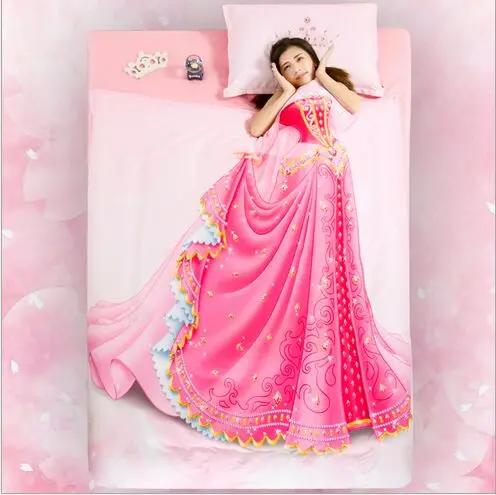 Комплект постельного белья с 3D рисунком принцессы из мультфильма, 3 шт., без наполнителя, для детей, для девочек - Цвет: 1