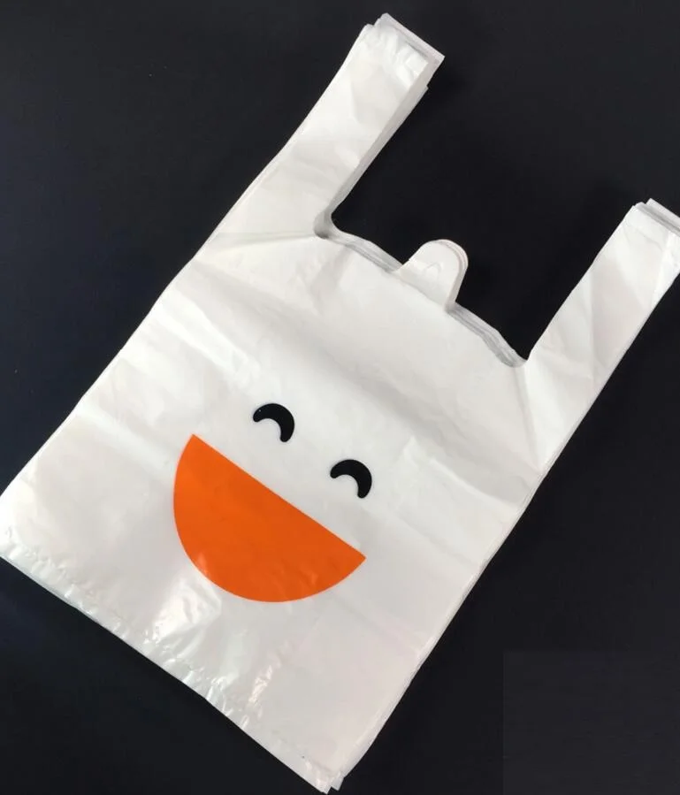 20x32 см 100 шт Дешевые Smile face супермаркет хозяйственная сумка жилет пластиковые