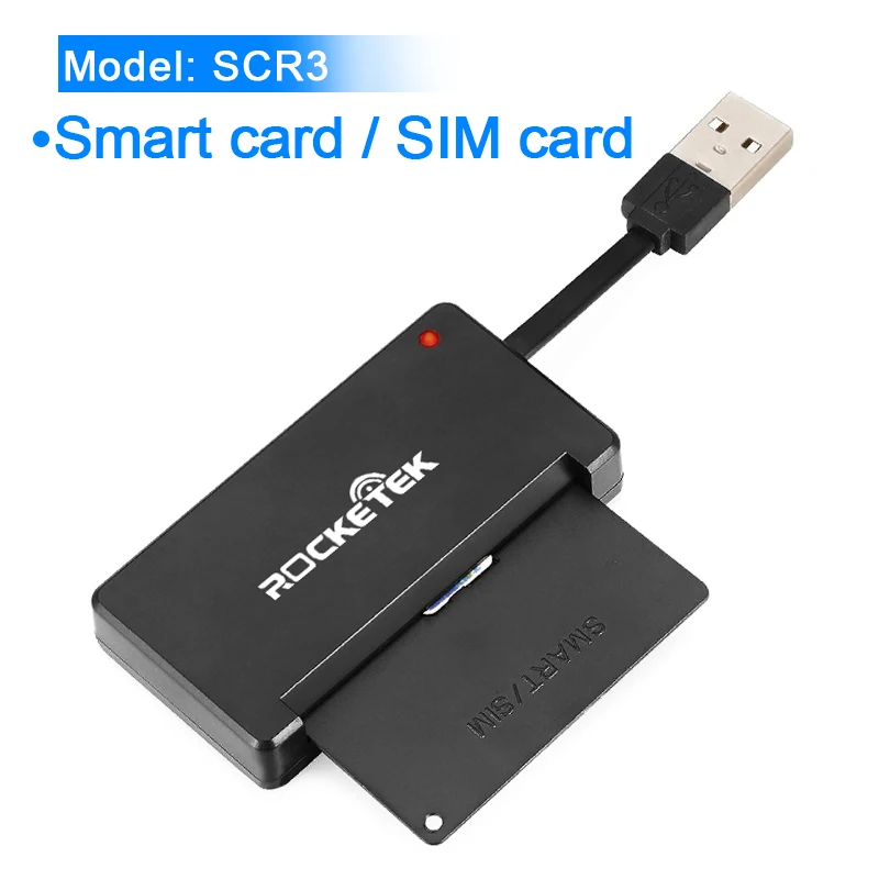 Rocketek USB 2,0 считыватель смарт-карт cac, ID банковская карта, sim карта cloner разъем cardreader адаптер ПК компьютер ноутбук аксессуары - Цвет: SCR3