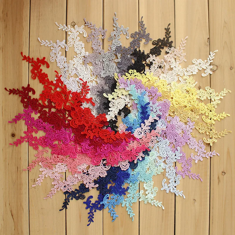 4Pcs Wedding Head Embroidered Flower Lace Applique Trim Water Soluble Patches For Sewing Dress DIY Bride Headdress | Дом и сад