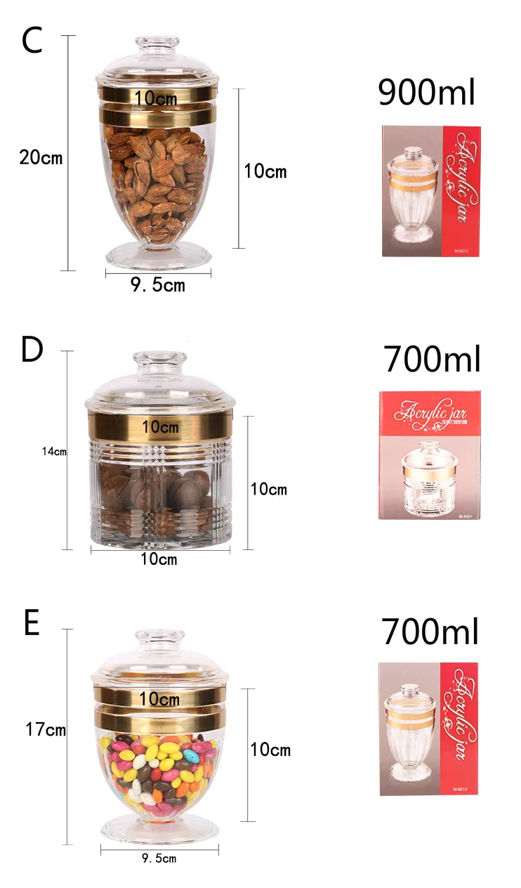 Глянцевые прозрачные Герметичные банки для хранения, Акриловая банка для конфет, прочные влагостойкие бутылки для хранения закусок с крышкой, контейнеры