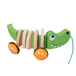 Деревянная игрушка, деревянный автомобиль, детские игрушки, деревянный мультяшный игрушечный крокодил, автомобиль, буксировщик