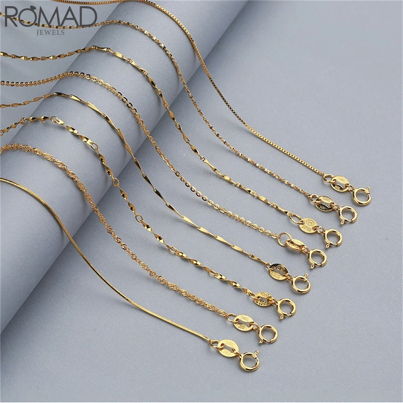 Золотая цепь ROMAND женские серебряные ожерелья цепи для изготовления ювелирных