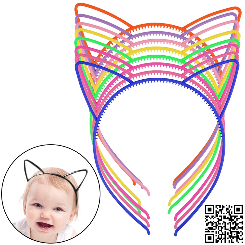 

8pcs Cat Ear Headbands Christmas Hair Hoop Headwear Animal Hairbands Plastic ABS Hair Accessories For Children Birthday Party
