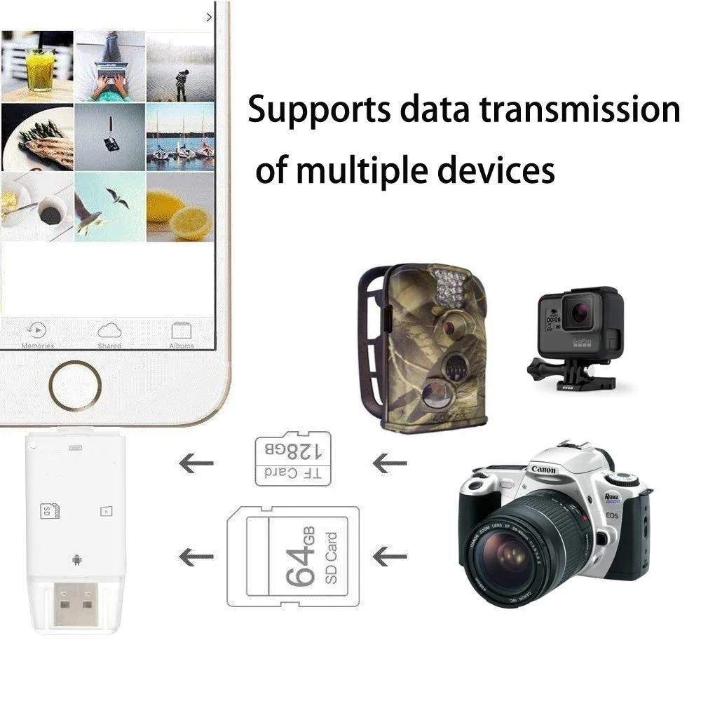SD Card Reader адаптер 3 в 1 для iPhone/ipad/MAC/PC/ android устройства TF/MicrsSD/SD карты|Картридеры| |