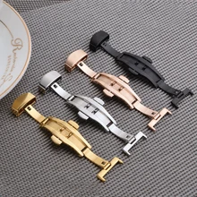Stainless Steel Solid Double Push Button Fold Watch Buckle Butterfly Deployment Clasp Watch Strap Relojes Hombre 18mm 20mm 22mm 18mm stainless steel wrist watch band with fold over clasp with push bottom