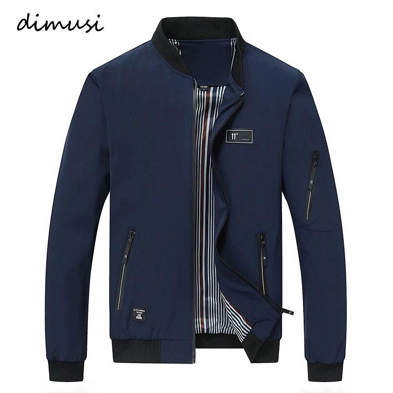 Kaufen DIMUSI Herbst Herren Jacke Stehen Kragen Windjacke Männlichen Blau Baseball Jacken Beiläufige Dünne Hohe Qualität Größe M 4XL, PA072