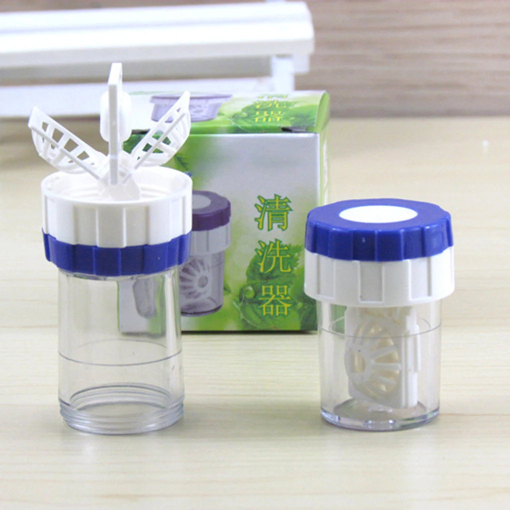

New Manually One Plastic Contact Lens Cleaner Washer Cleaning Lenses Case Tool