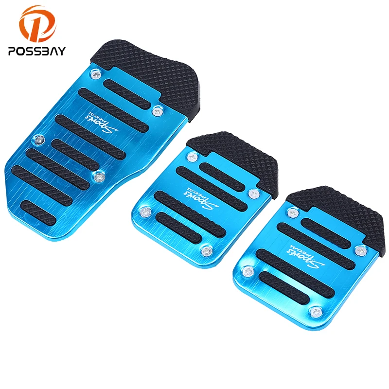 

POSSBAY Universal Racing Sports Blue Non-Slip Manual Car/Truck/SUV Foot Pedals Pad Cover Automobiles Pedals Car Styling