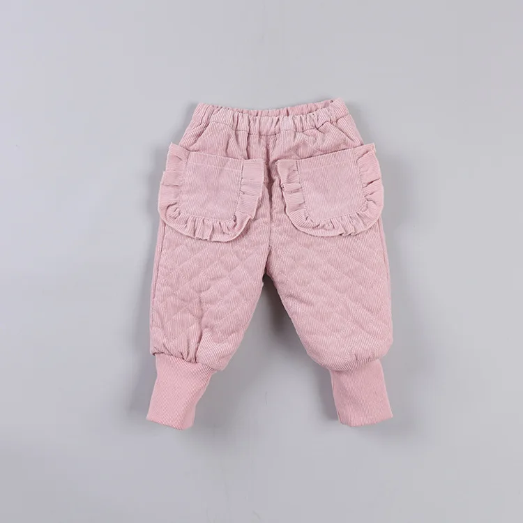 2017 winter infant pants cute Corduroy children girls pant Lotus leaf