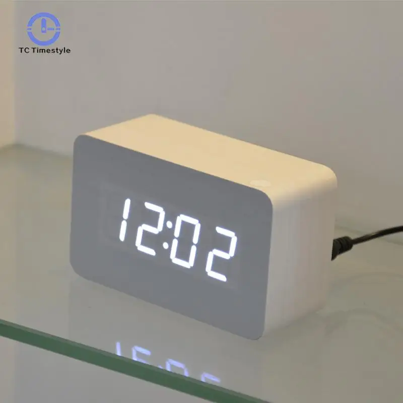 Modern Design Wooden Led Digital Alarm Clock For Office Bedroom Desktop