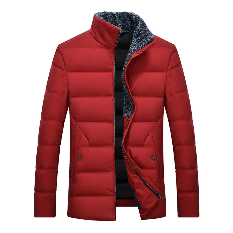 Мужская куртка на утином пуху, тонкое пуховое пальто из флока, ультратонкая пуховая одежда для мужчин, 8711 - Цвет: Красный