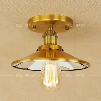 

Bronze Iron Glass LED ceiling light American Industrial Vintage dining room balcony bedroom living room ceiling lamp RCL0008