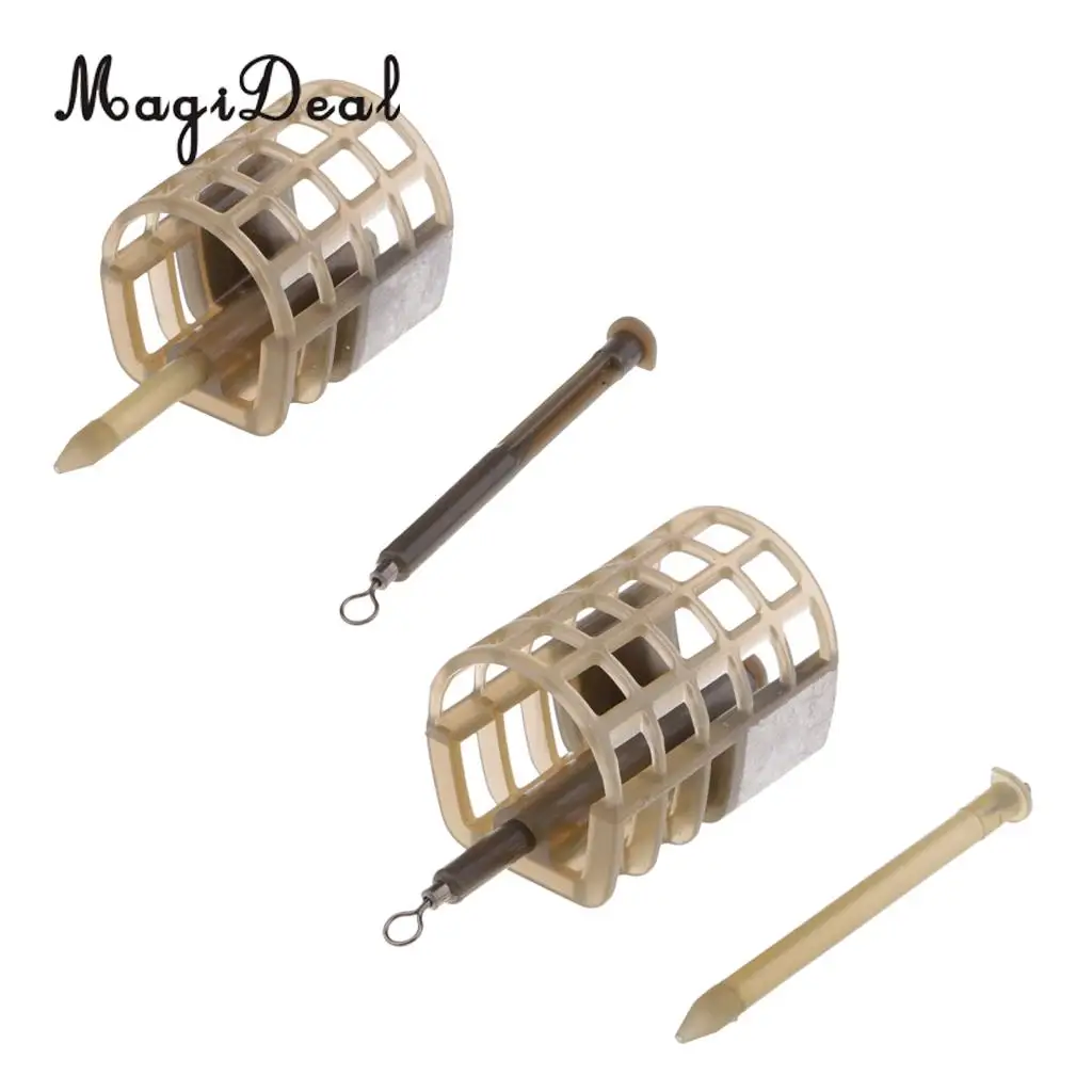 In Line Cage Feeder Coarse Fishing Feeders Bait Cage Lure Holder Basket with Lead Sinker 30g