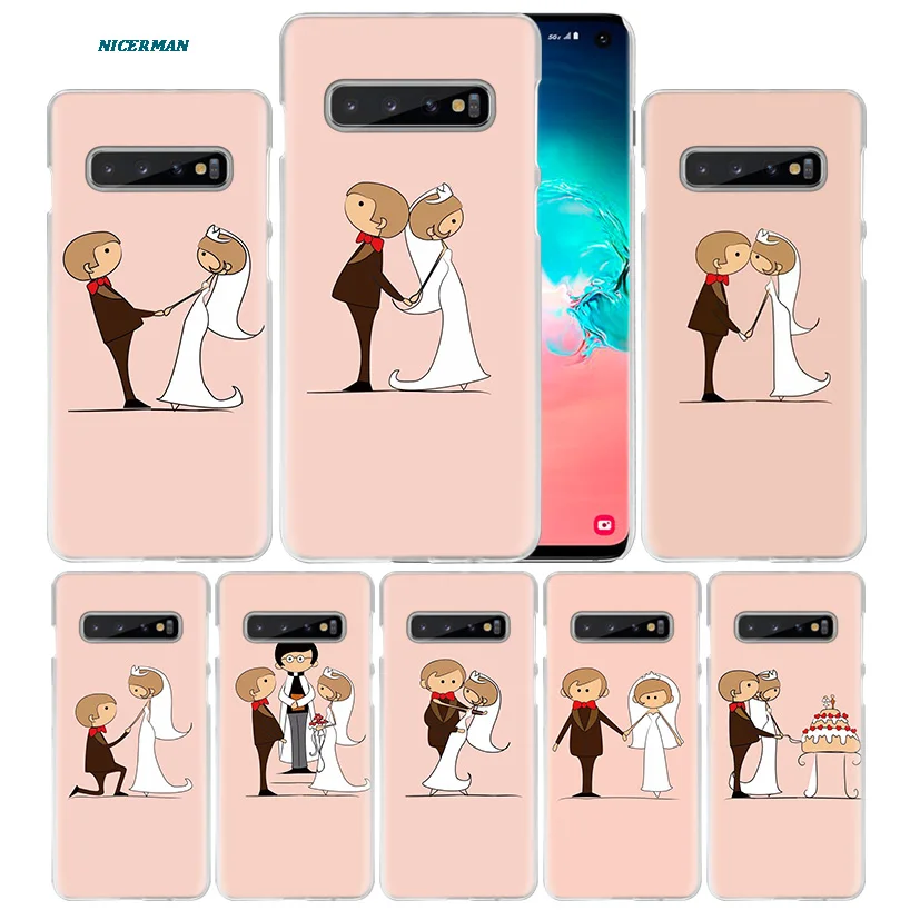 

Wedding Bride and Groom Case for Samsung Galaxy S10 5G S10e S9 S8 M30 M20 M10 J4 J6 Plus J8 2018 Note 8 9 Hard PC Phone Cover