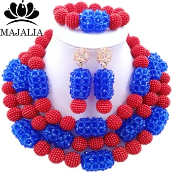 

Fashion african jewelry set red Plastic Nigeria Wedding african beads jewelry set Free shipping Majalia-216