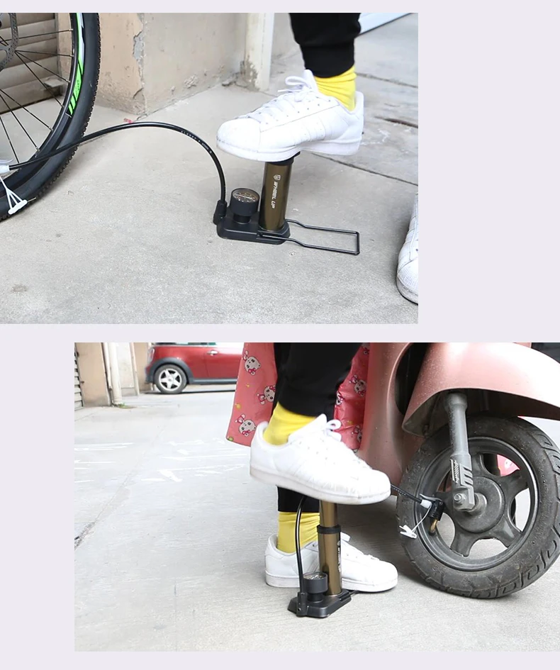Колесный портативный насос, ультра-светильник, велосипедный насос, шланг с манометром, 120 фунтов/кв. дюйм, велосипедный насос высокого давления, Аксессуары для велосипеда