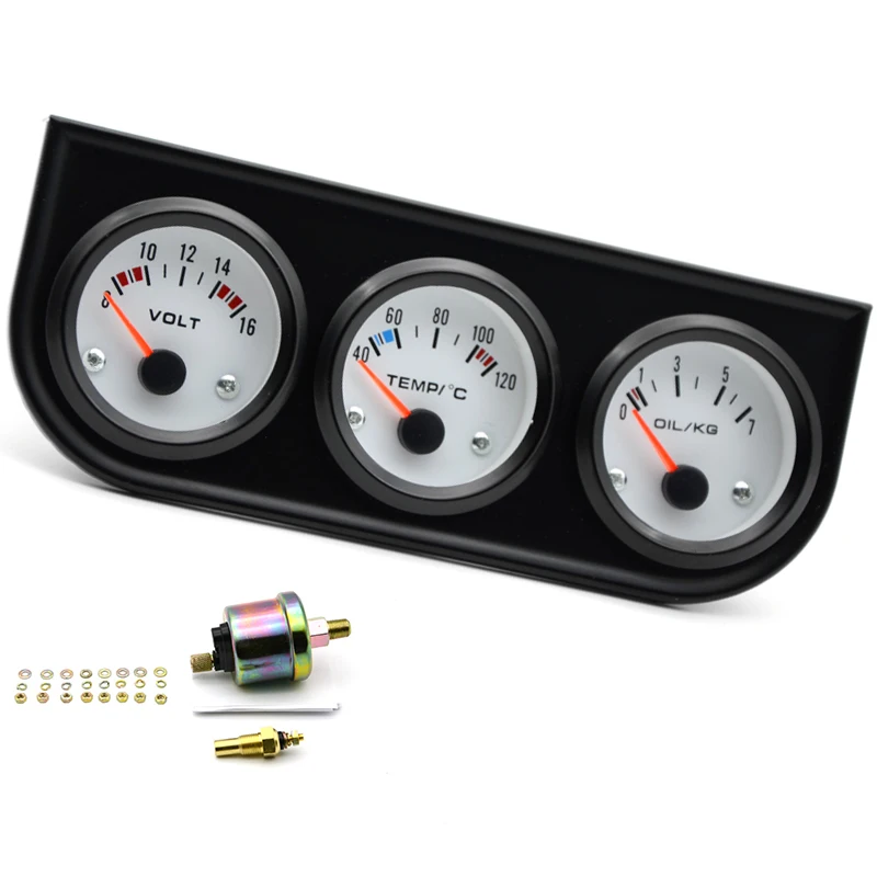

Kits Triple Gauge Sets Water Temp Gauge Oil Pressure Volt Meter 3 In 1 Panel