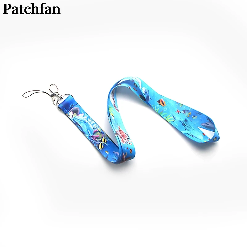 Patchfan Seaworld океан винтажное искусство крутые мужские lanyards ключи в мобильном телефоне ремни Ожерелье держатели карт ленточки A2130