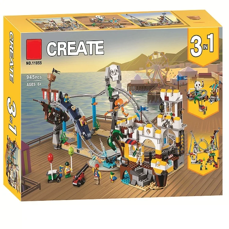 

2019 new 11055 945pcs 3in1 Pirate Roller Coaster Bela Building Blocks Compatible legoings 31084 Building Kit