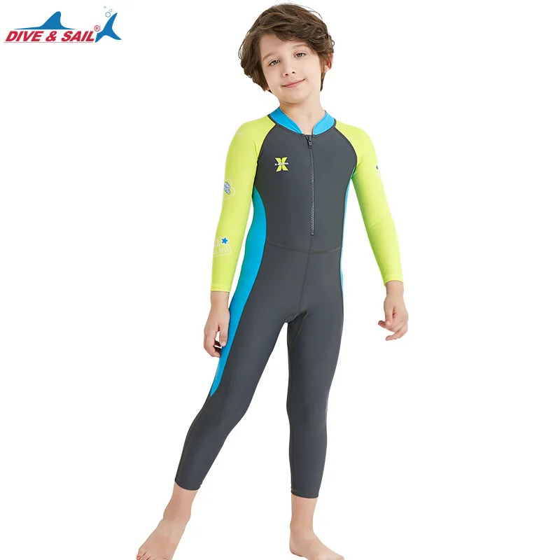 Дешевый гидрокостюм с длинным рукавом для девочек, детский цельный купальник, костюм для дайвинга, купальный костюм для мальчиков и девочек, детский купальный костюм, топ для серфинга
