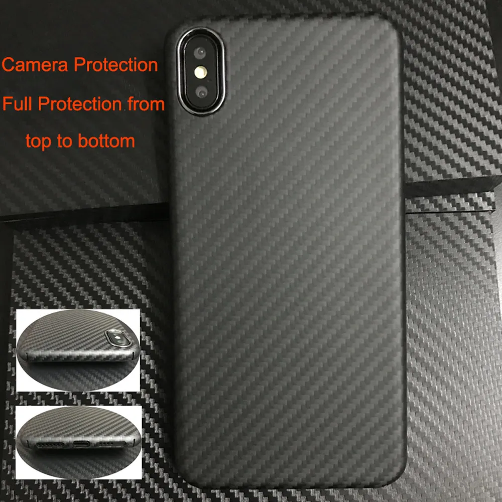 Ceny 0.7mm Ultra cienki luksusowy wzór z włókna węglowego dla iPhone XR XS XS MAX skrzynki pokrywa pełna ochrona włókno aramidowe etui dla iphone a x