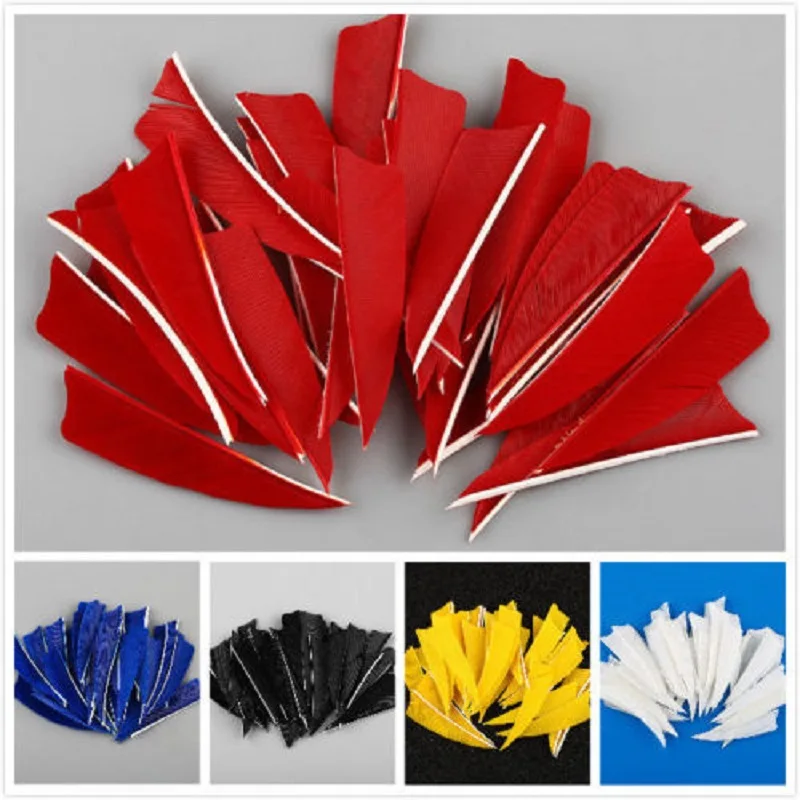 

50pcs 3" Natural Handmade Turkey Arrow Feathers Hunting Arrow Fletching Vanes 5 Colors