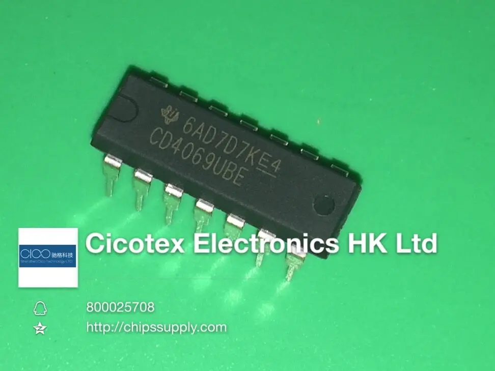 

20pcs/lot CD4069UBE DIP-14 4069 IC CMOS HEX INVERTER 20V 14-DIP CD4069UBEG4