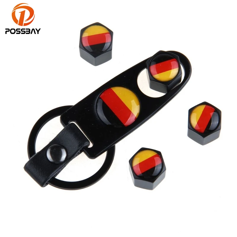 

POSSABY Stainless Steel Car Wheel Tyre Tire Stem Air Valve Caps with Keychain for VW Volkswagen Audi Motorcycle Tire Air Cap