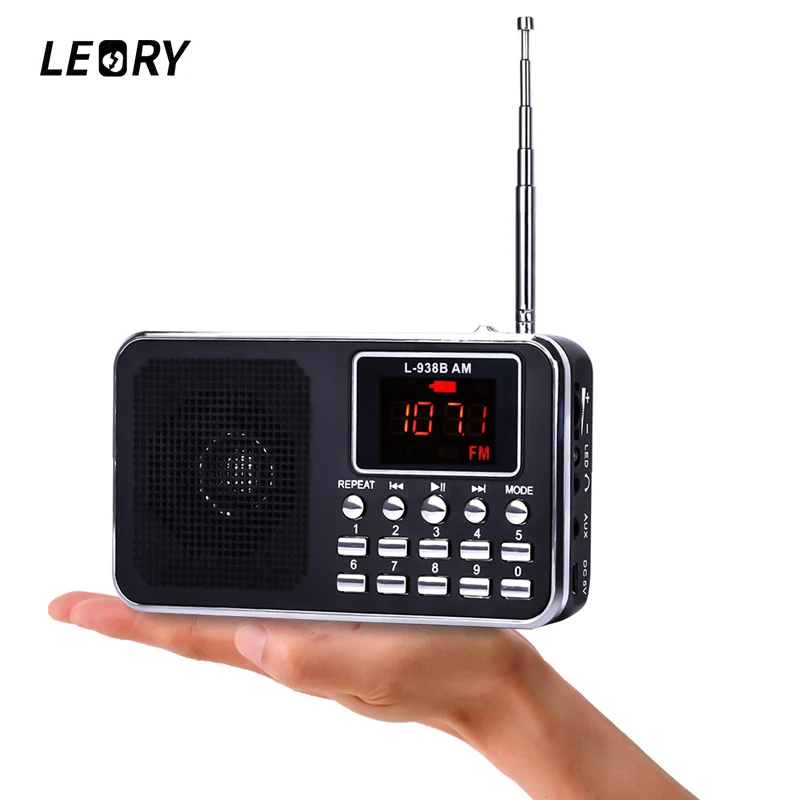 

LEORY Portable Mini FM/AM Radio Speaker Music Player TF Card USB Stereo Radio With LED Display For iPod Smartphone Tablet
