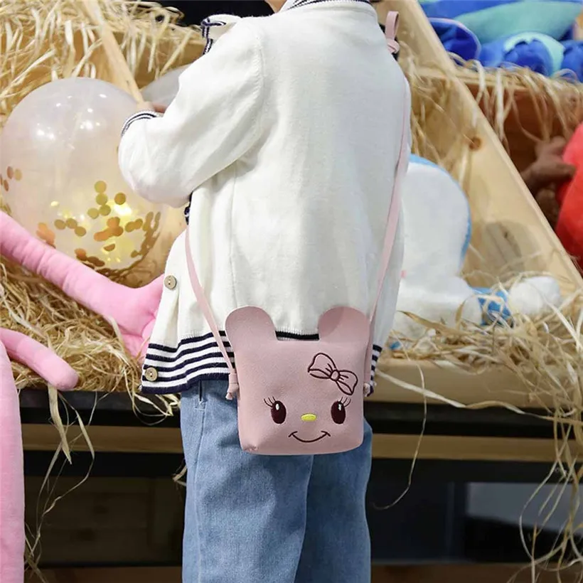 Дети девушки сумка милый мультфильм Однотонная одежда Сумки Детские кожаные сумки на плечо мини Cross-body клатчем
