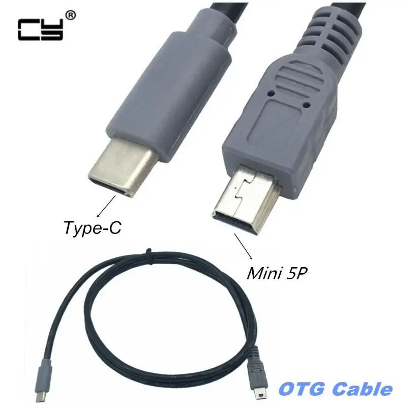 1 шт. Переходник USB Type C 3 папа Mini 5 Pin B адаптер OTG кабель передачи данных для