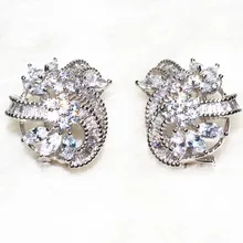 Цветы Благородный серьги Pebble 28 частиц, Т-образную форму камня 72 зерна, лошадь глаз камень 14 серьги-стержни ювелирные изделия AAA циркон ALW1857